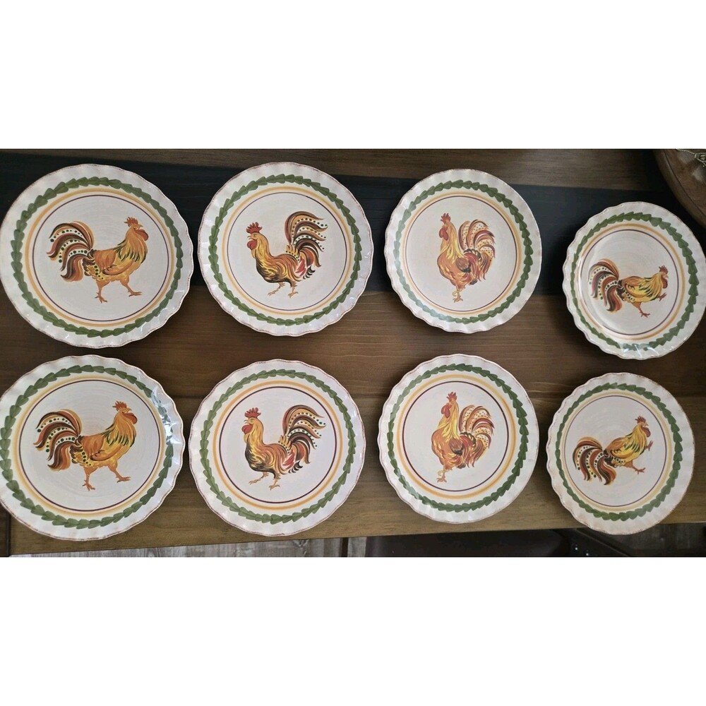 Williams Sonoma 9” Tuscan Rooster Plate Hand Painted Made in Italy 2010 S/8